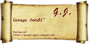 Gonya Jenő névjegykártya